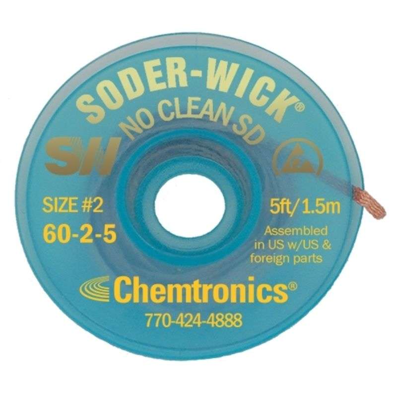 Soder-Wick® No-Clean SD .060" ESD 5' Spool, 10-pack VacuPak Can